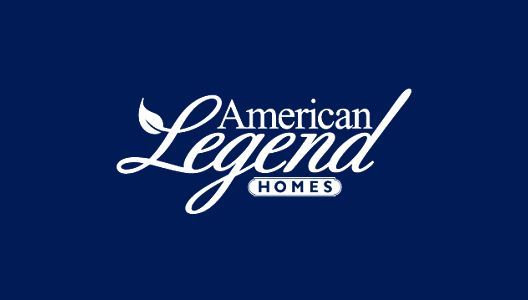 The logo for american legend homes is on a blue background