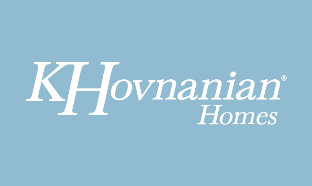 The khovnanian homes logo is on a blue background.