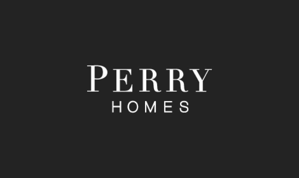 A perry homes logo on a black background