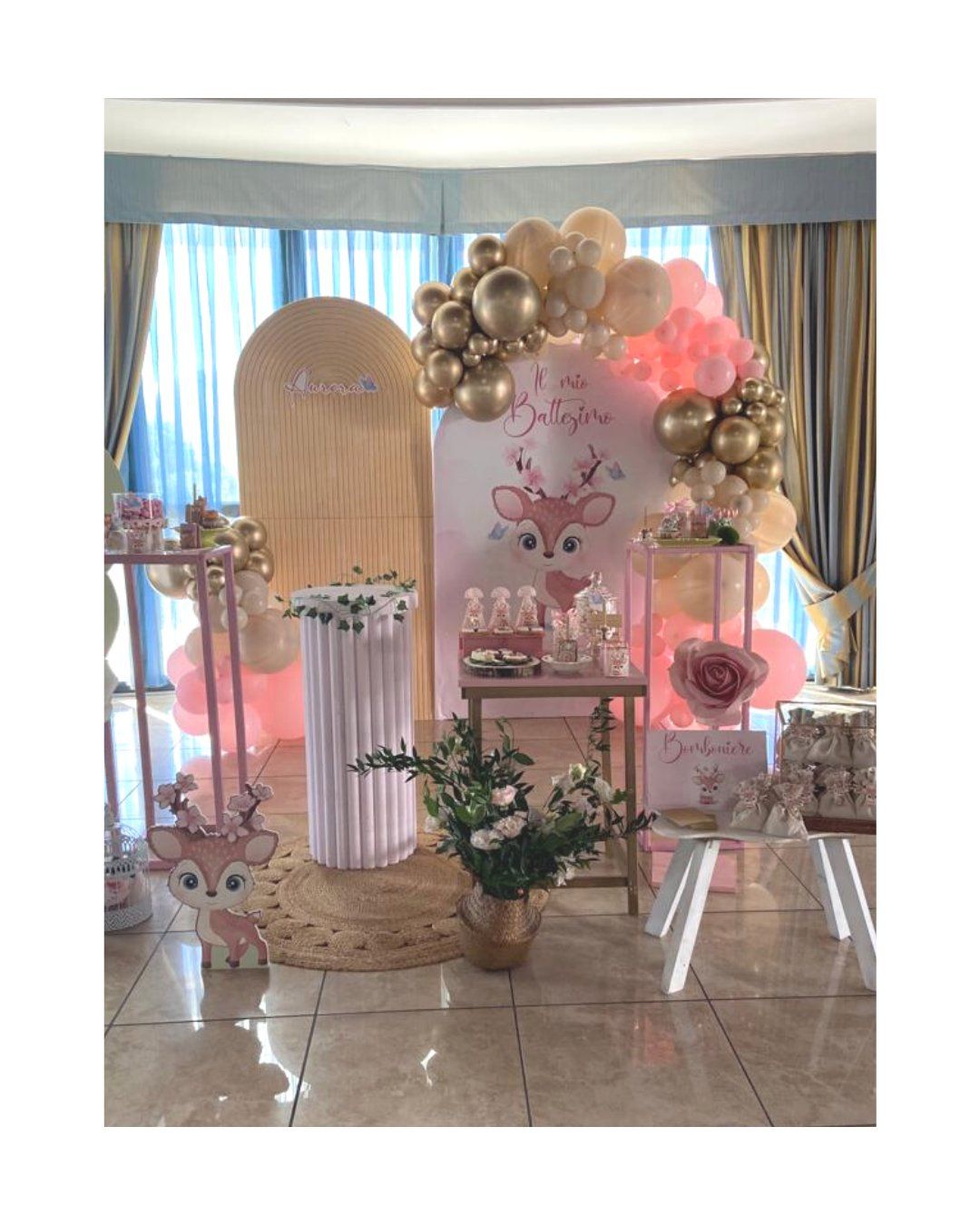 ballon art rosa e oro