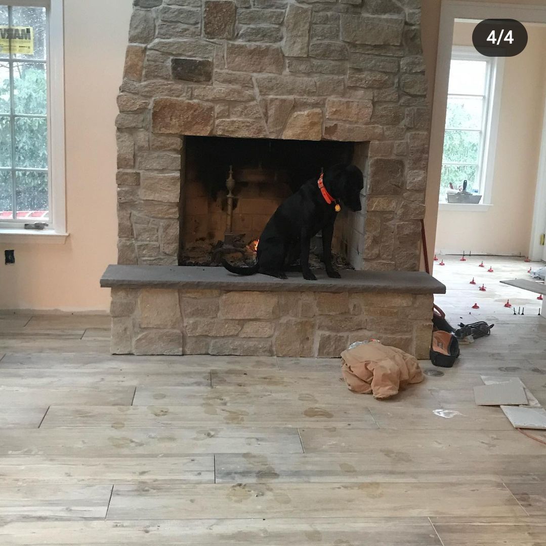 Fireplace With Dog — Dover, NJ — Carrillo Home Improvement LLC