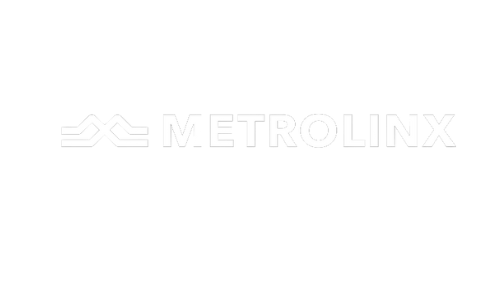 A white logo for metrolink on a white background.
