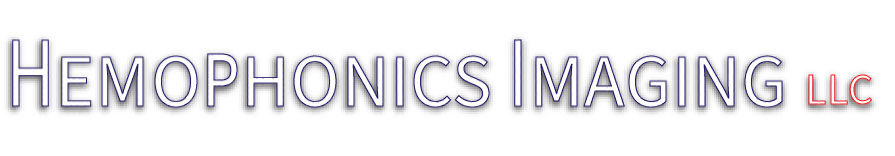 a logo for hemophonics imaging llc on a white background