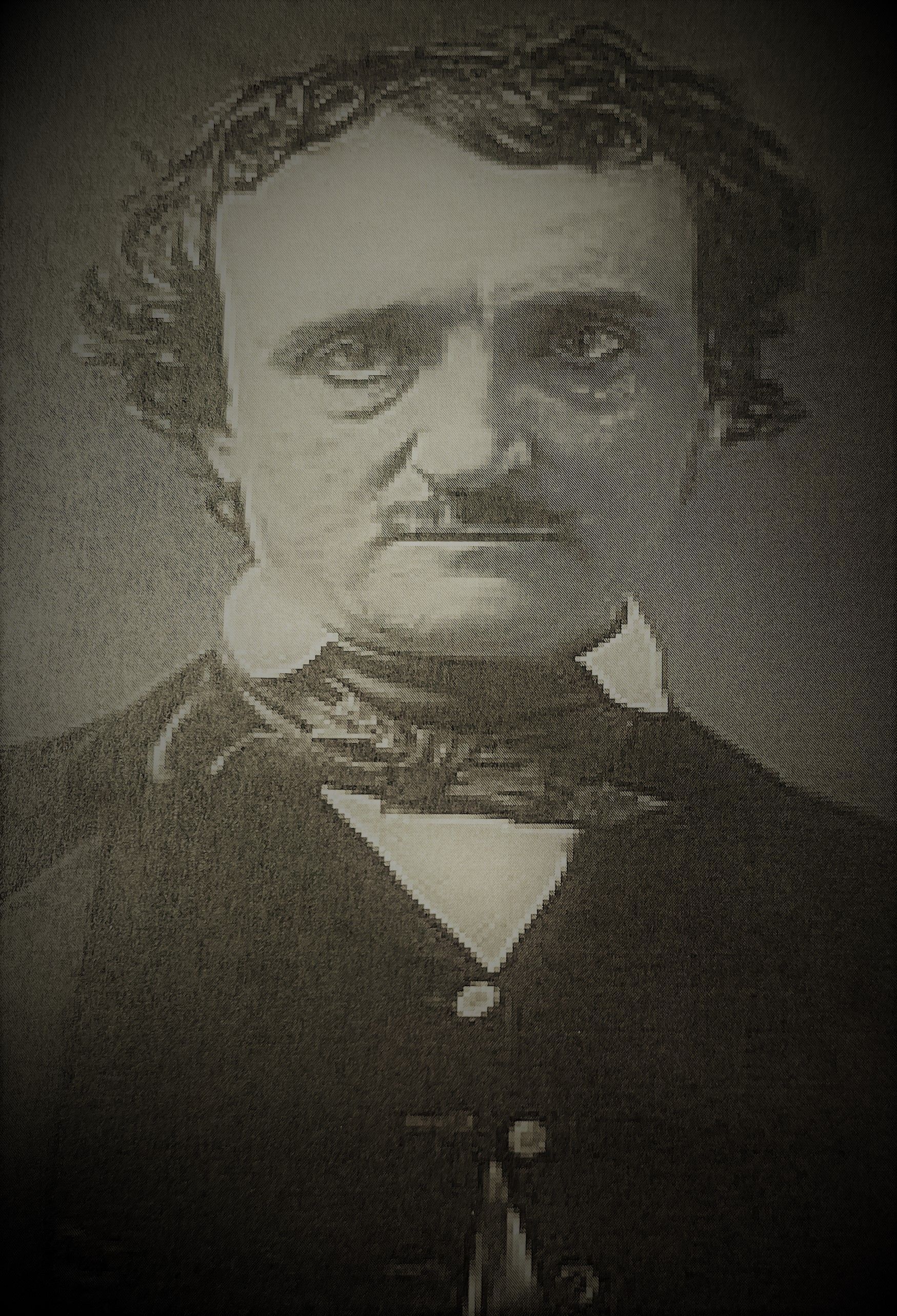 A black and white photo of edgar allan poe