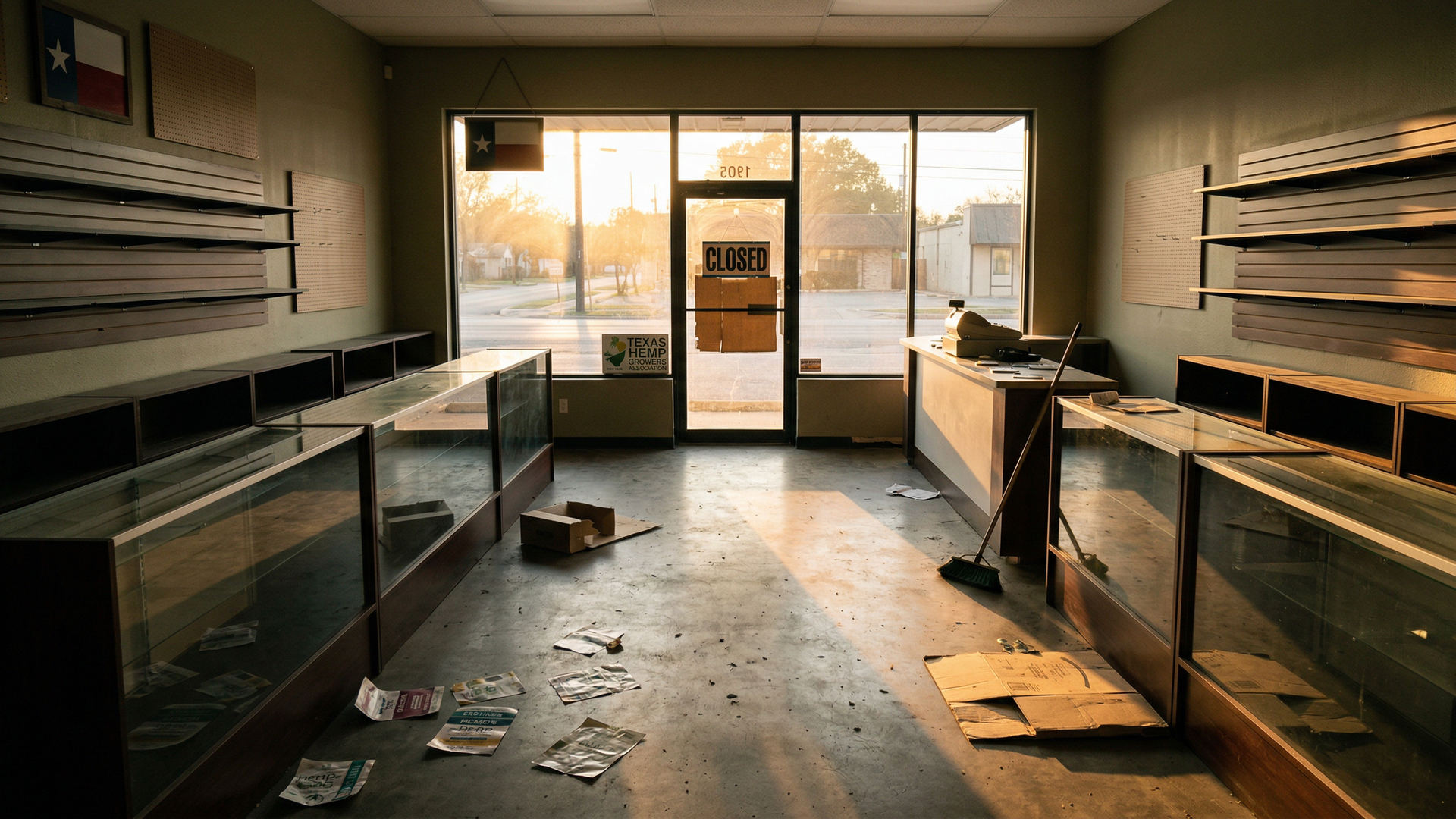 Texas hemp dispensary with nearly empty shelves on the final day before the statewide product ban