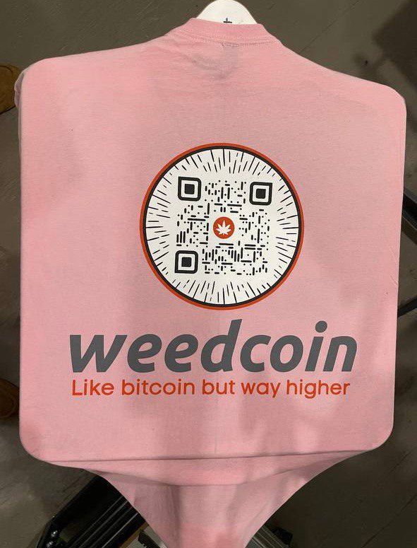 Weedcoin OG Pink Tee – “Like Bitcoin but Way Higher”
