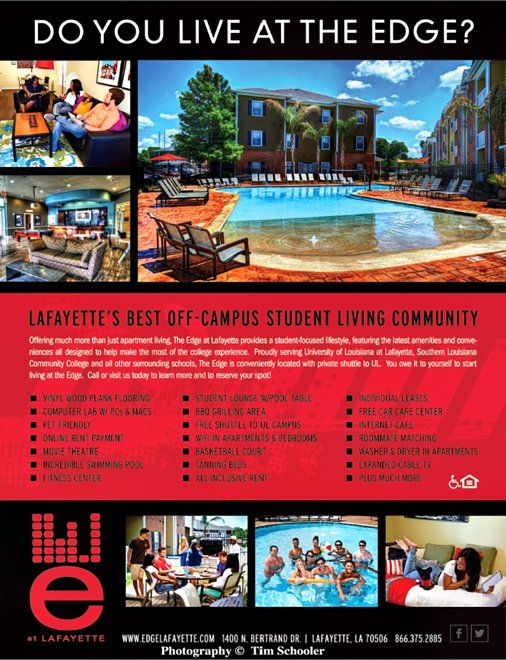 An advertisement for lafayette 's best off-campus student living community