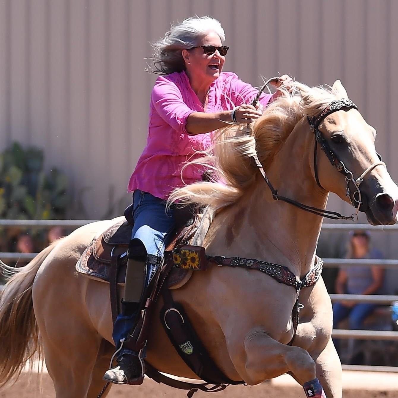 Competitor performing in a barrel racing event near me, showcasing speed and agility at a local equestrian competition.