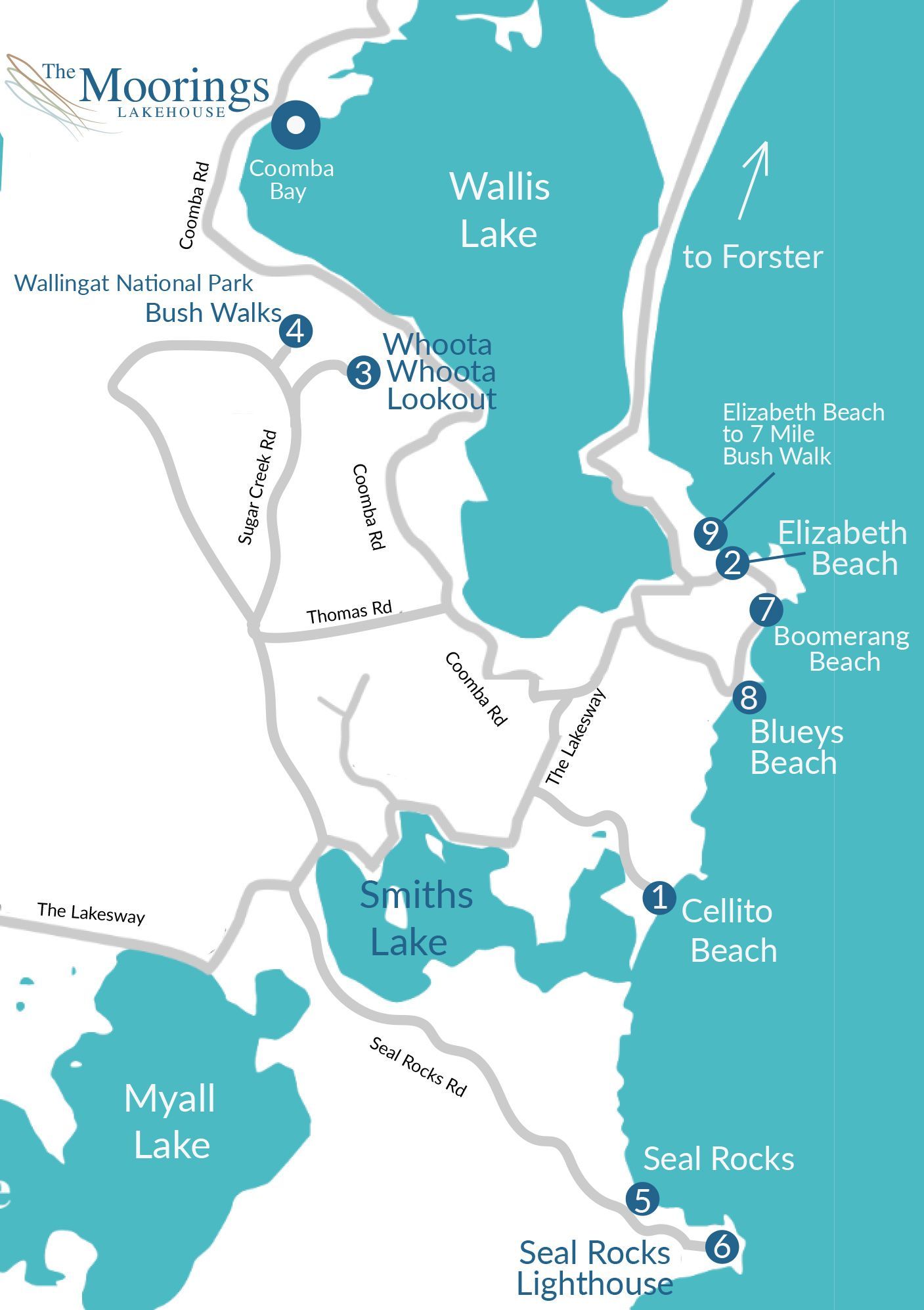 A map showing the location of the moorings hotel