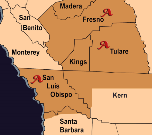 Central Coast of California — Map in Tulare, CA