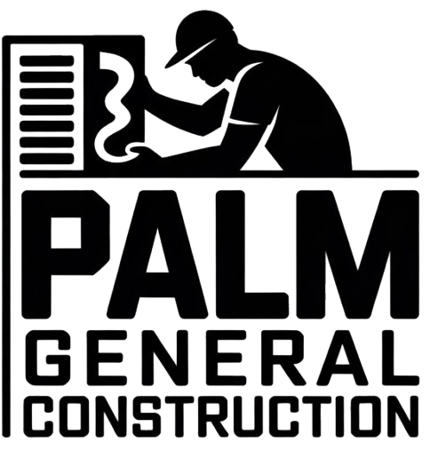 Black logo with a construction worker repairing a unit above the text 