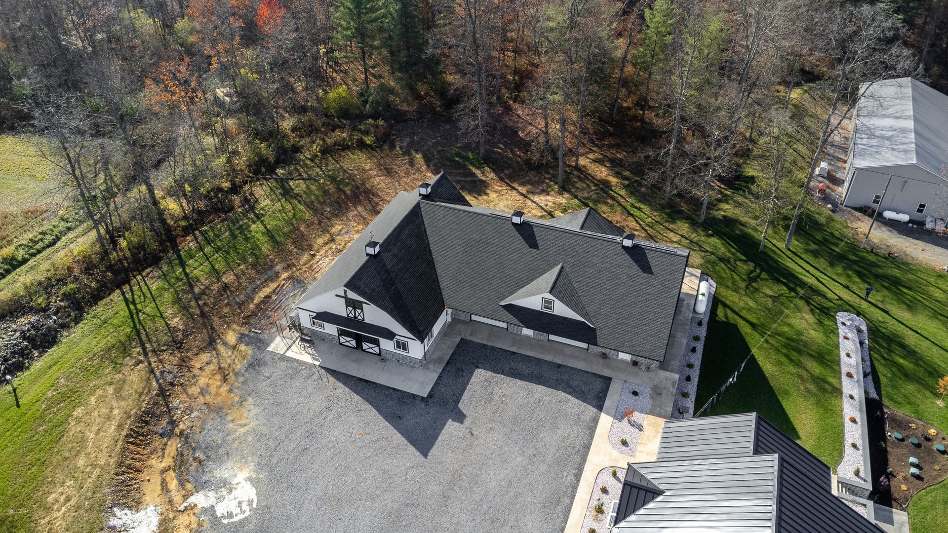 Drone shot of private custom home State College, PA