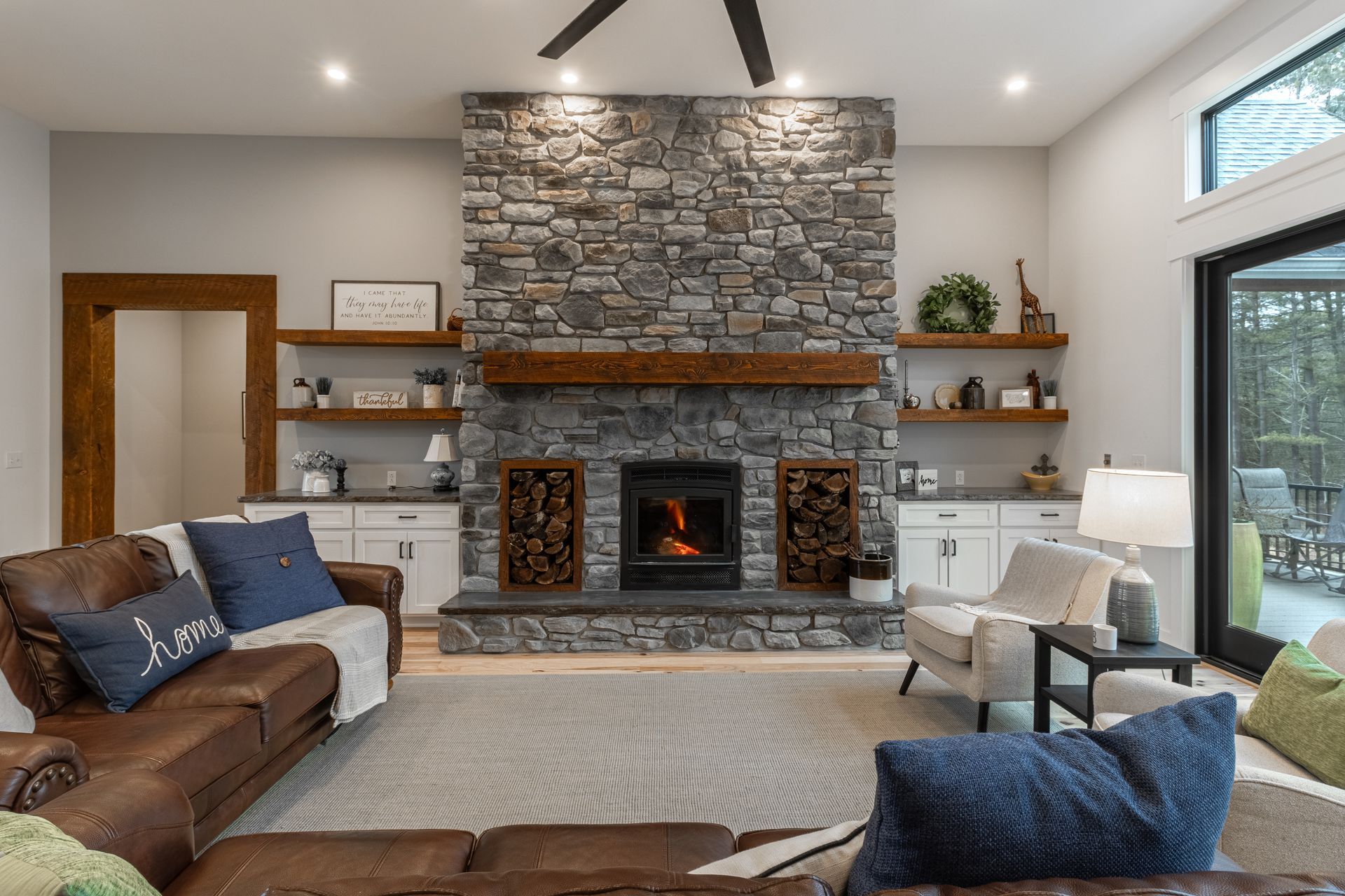 Custom home build State College, PA. Local Amish home builder. Farm house with fireplace