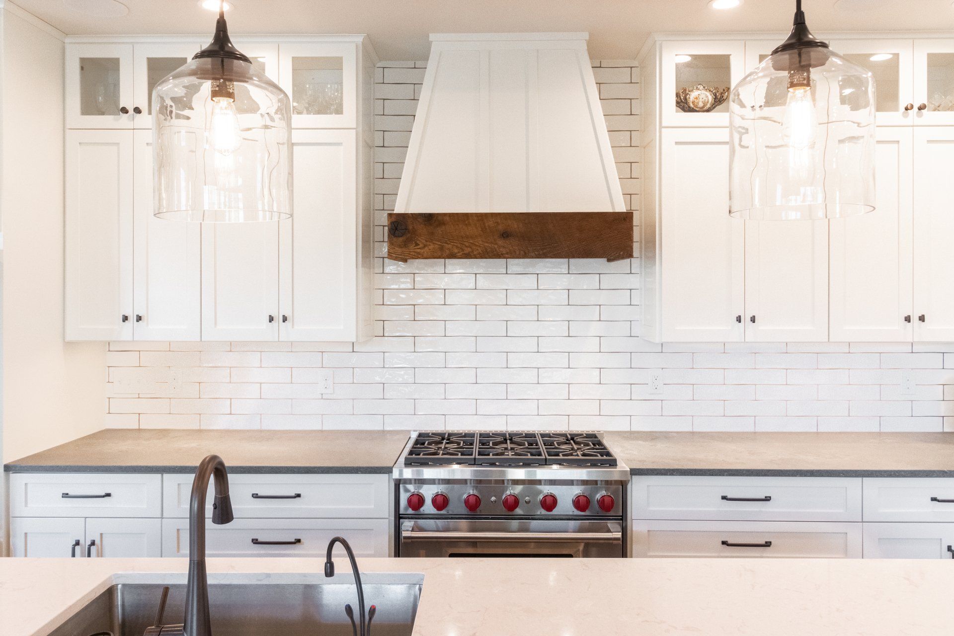 Custom home builder State College, PA.  Amish home builder. 
Kitchen Quartz counter. Island
