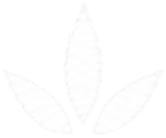 Three pale outlined leaf shapes on a white background, arranged like a simple plant emblem