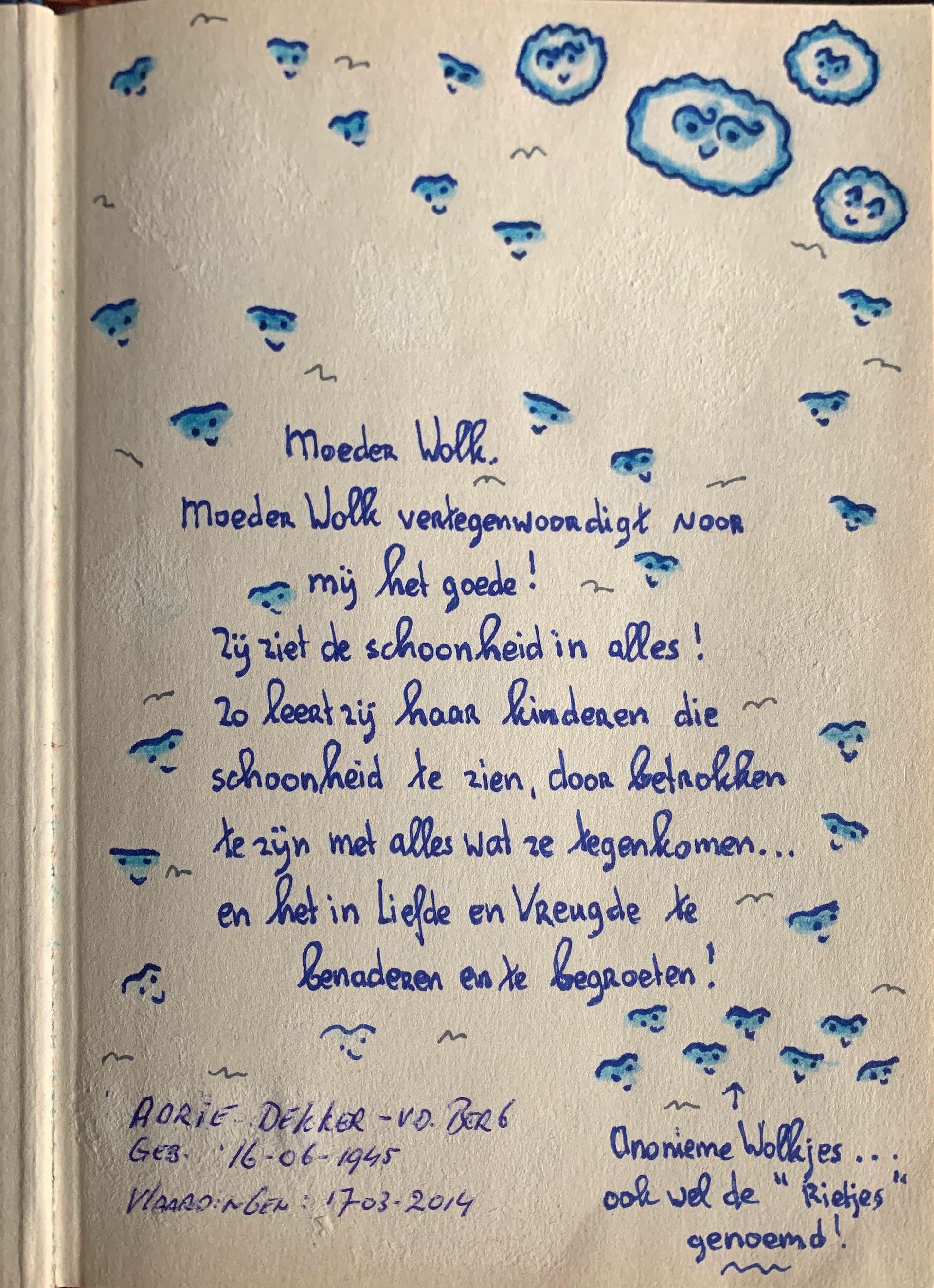 Bladzijde uit het originele boek van mijn moeder