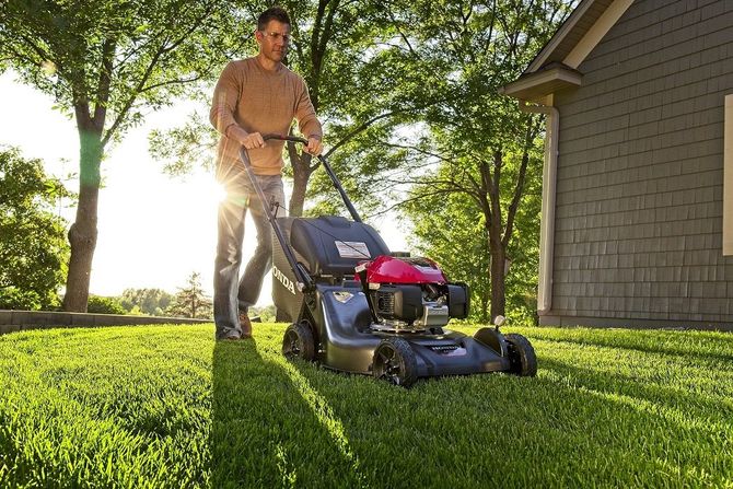 Man Mowing Lawn — Garden Equipment in Raymond Terrace, NSW