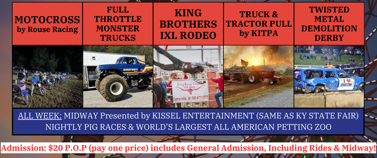 A poster for the oldham county fair on july 30 - august 3 , 2024