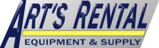A logo for art 's rental equipment and supply