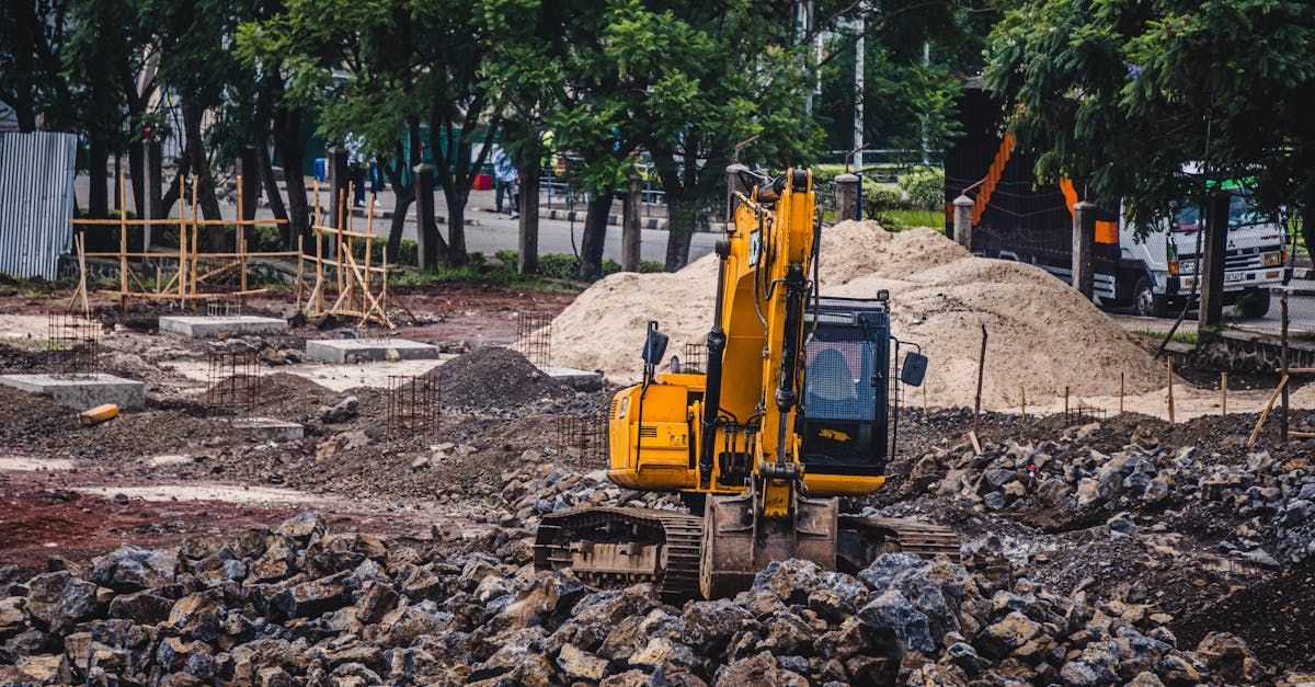 Excavator preparing a site