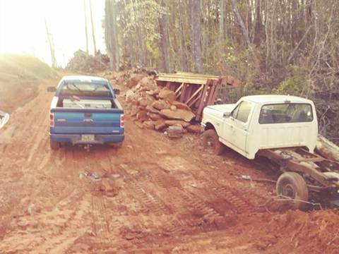 Two cars on dirt - Taylors, SC | DHG Tree Service