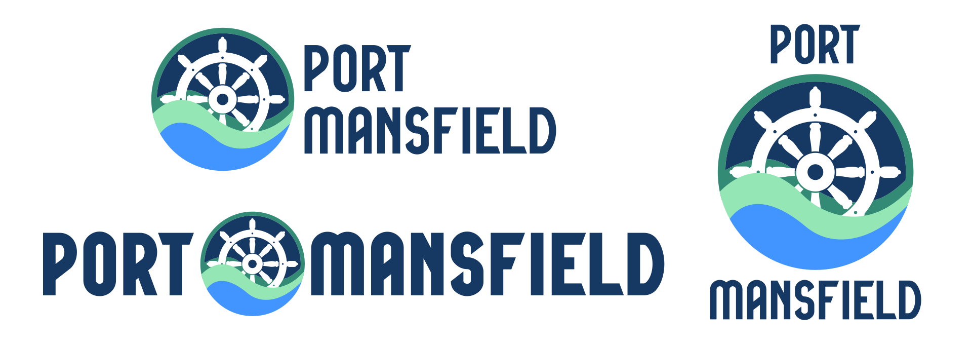 Variations of the Port Mansfield logo by Focil Consulting