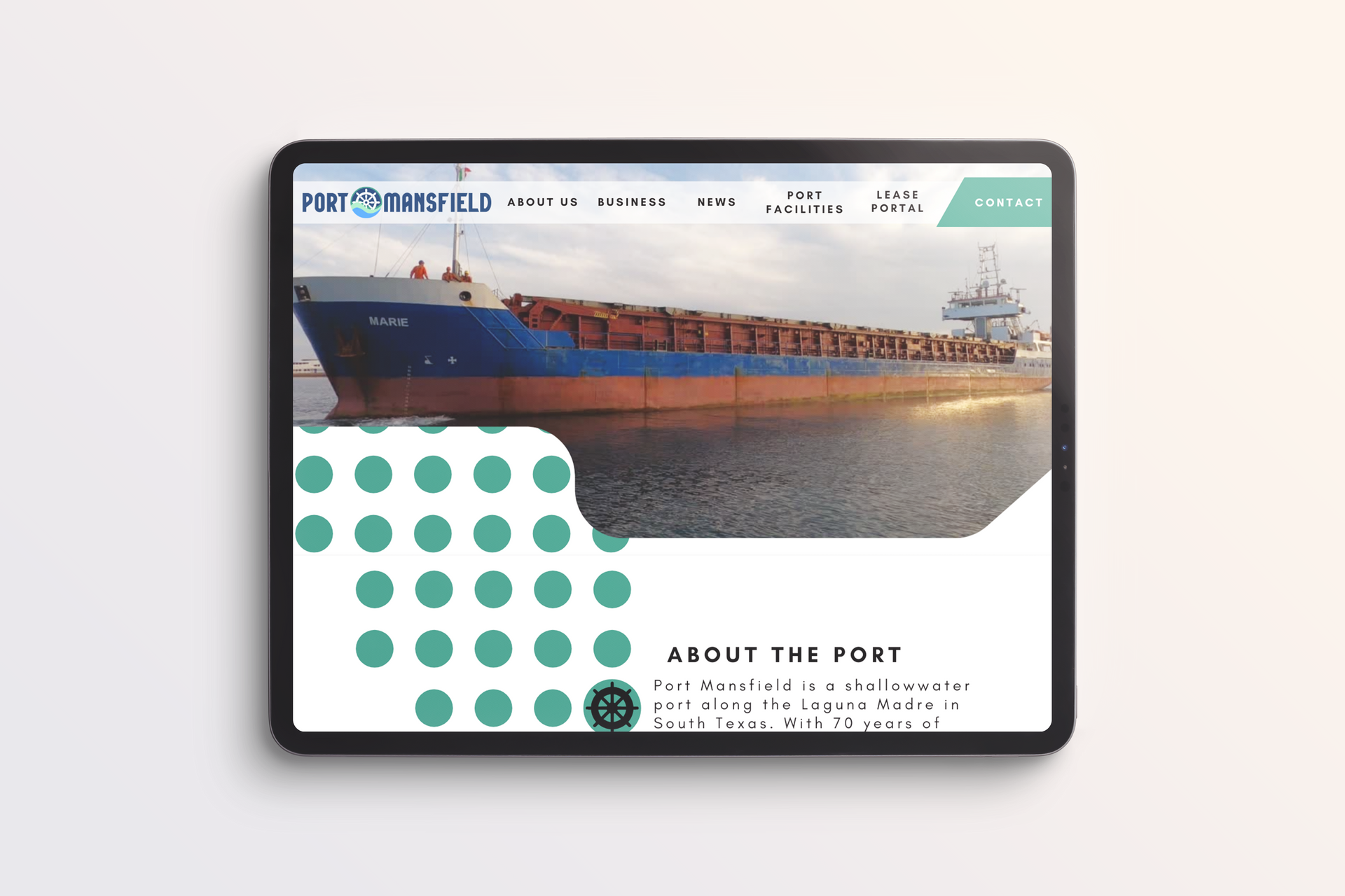 A mockup of the Port Mansfield website