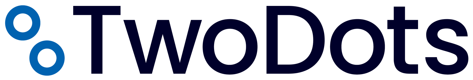 A blue and white logo for two dots on a white background.