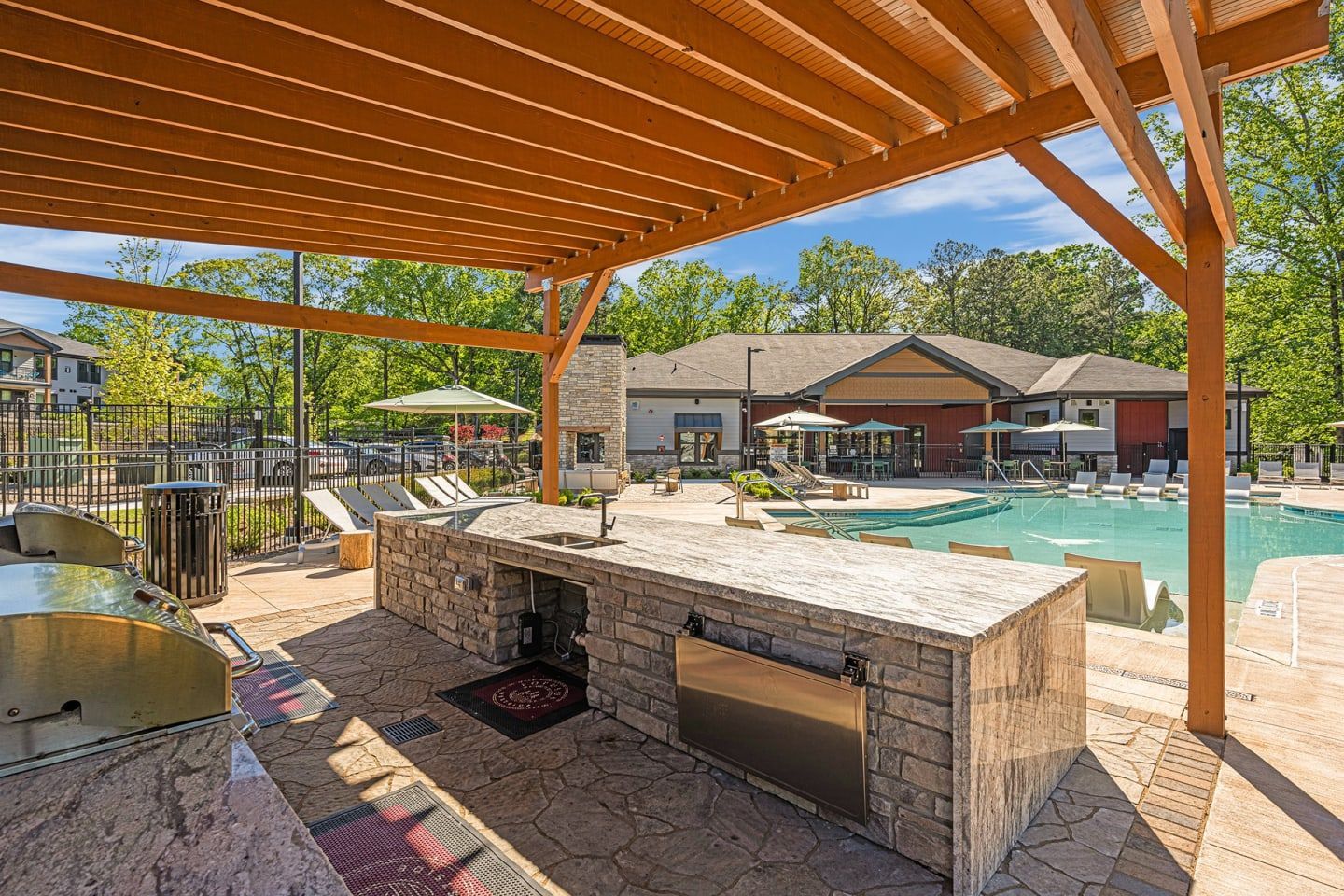 Outdoor entertainment area at Populus Westside in Atlanta, GA.