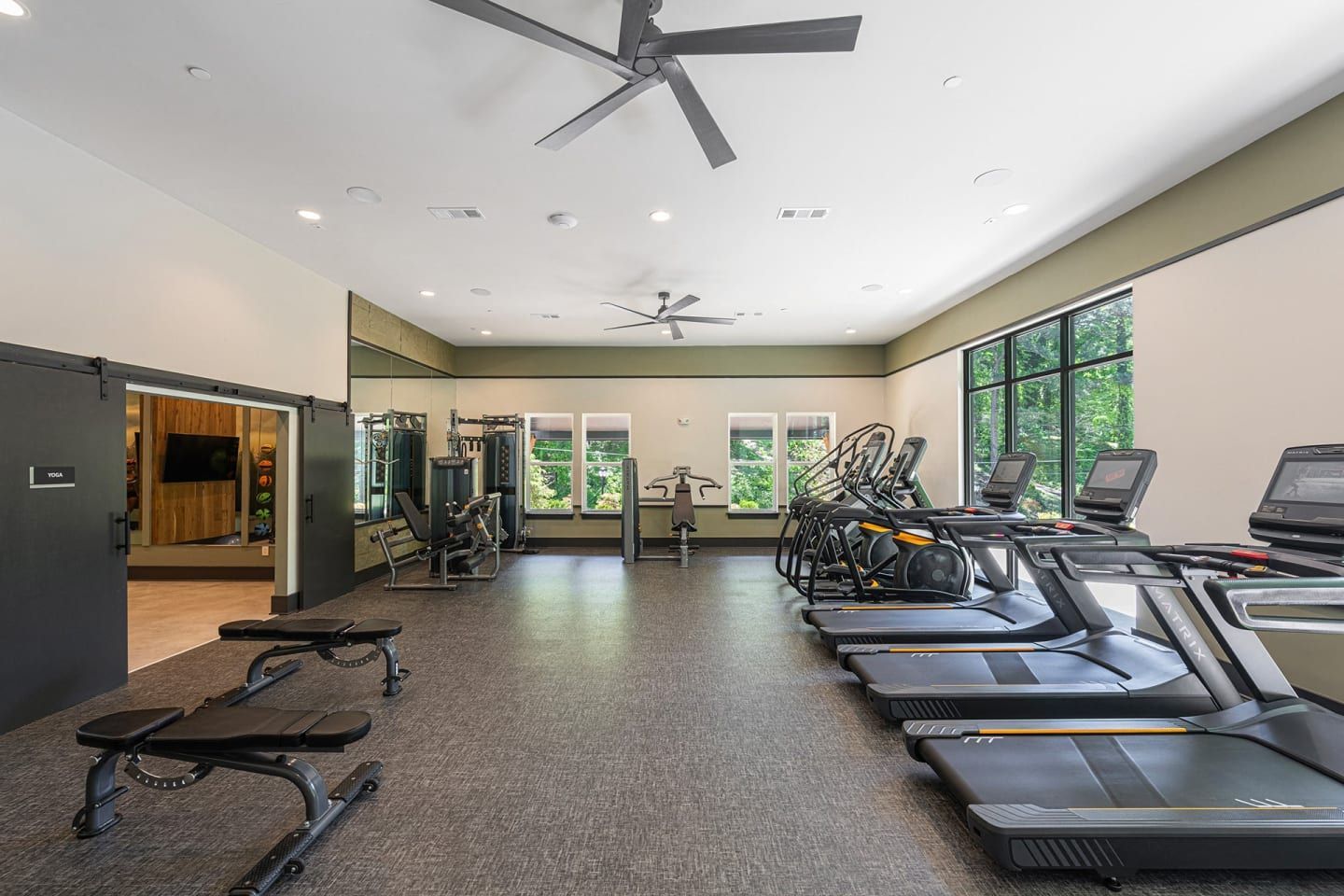 Fitness center at Populus Westside in Atlanta, GA.