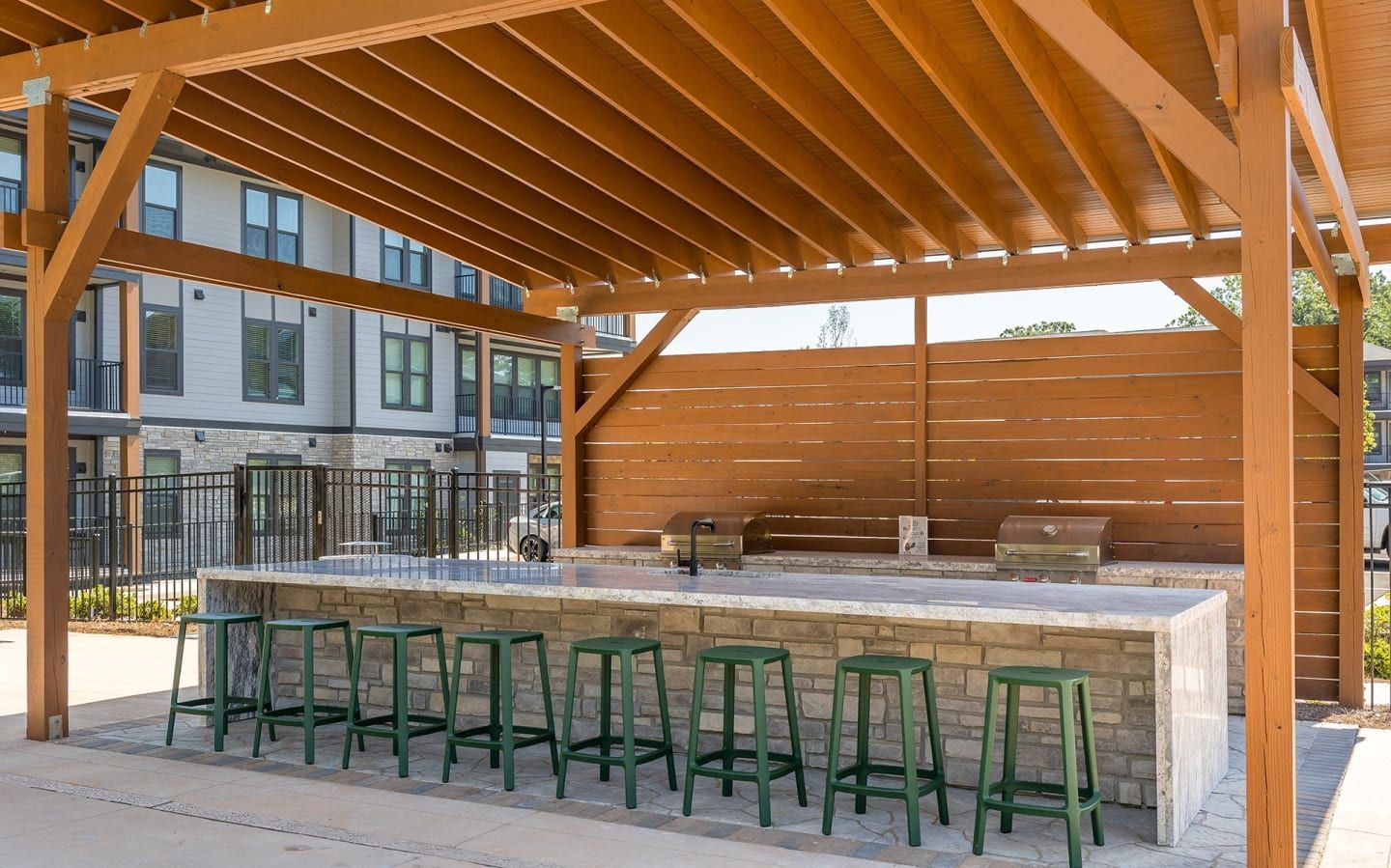 Outdoor kitchen at Populus Westside in Atlanta, GA.