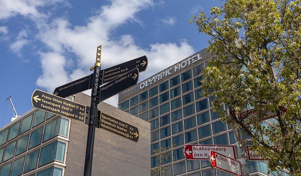signs and exterior of IJsbaanpad building