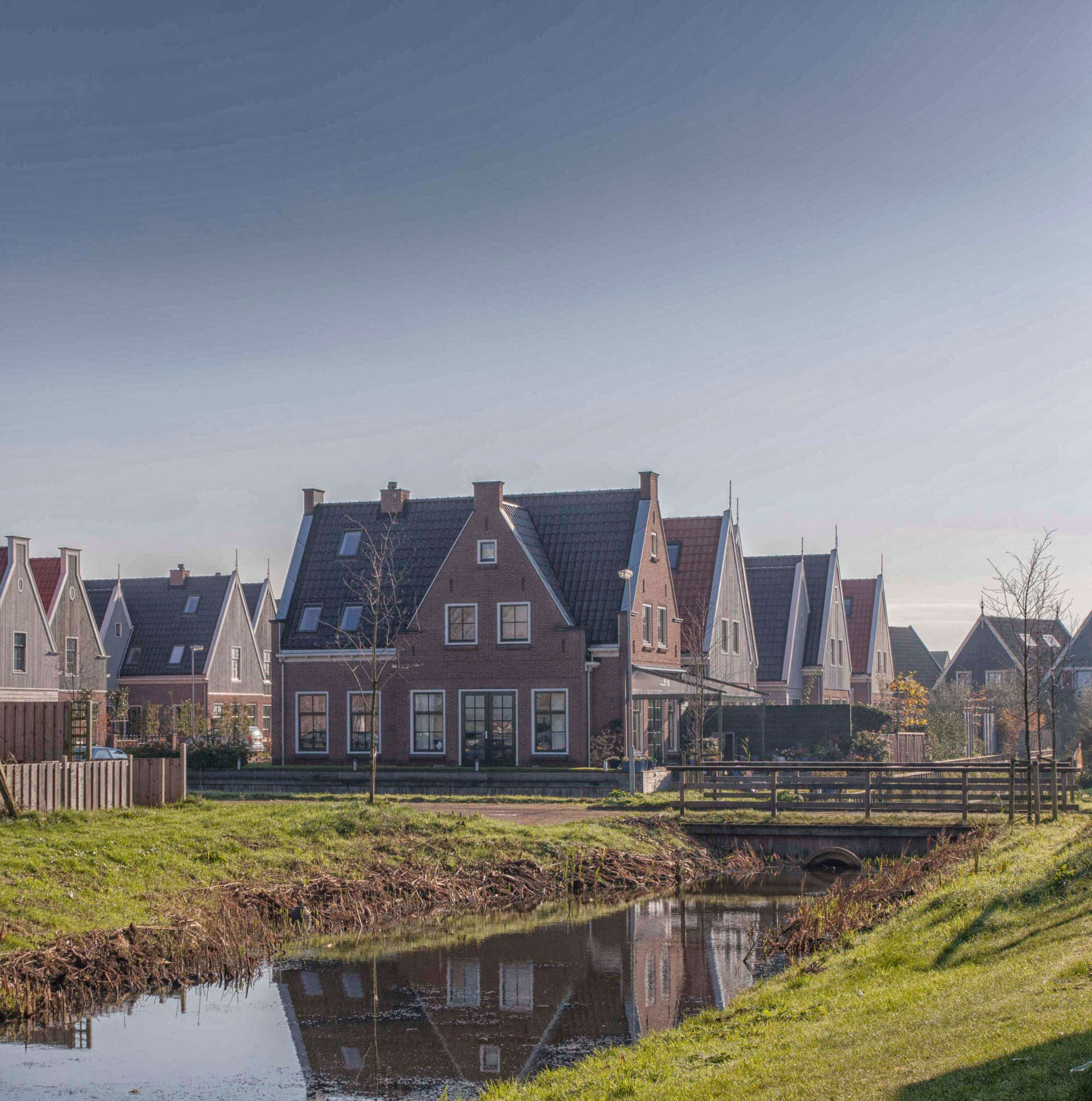Canal and houses at the background