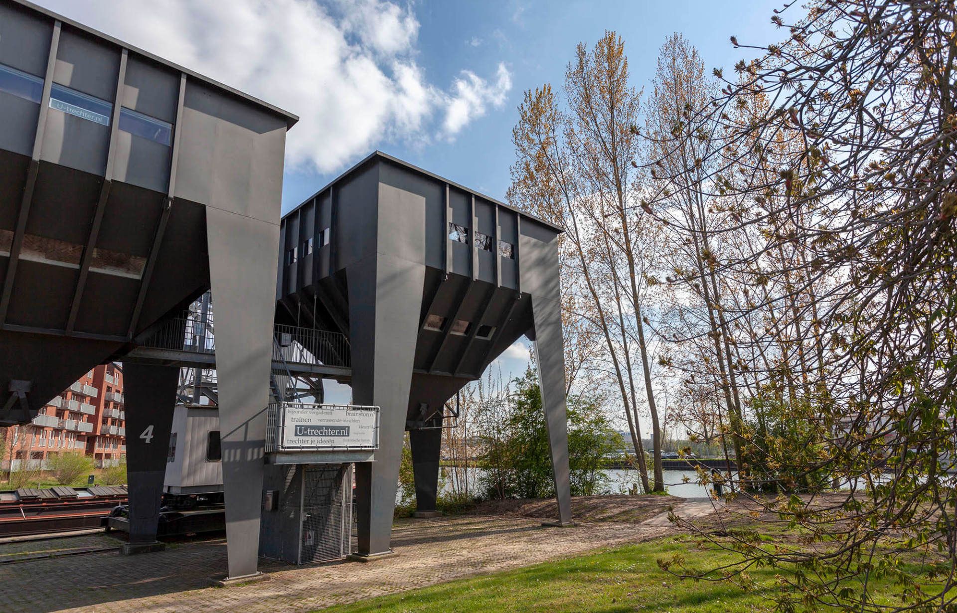 silos against blue sky