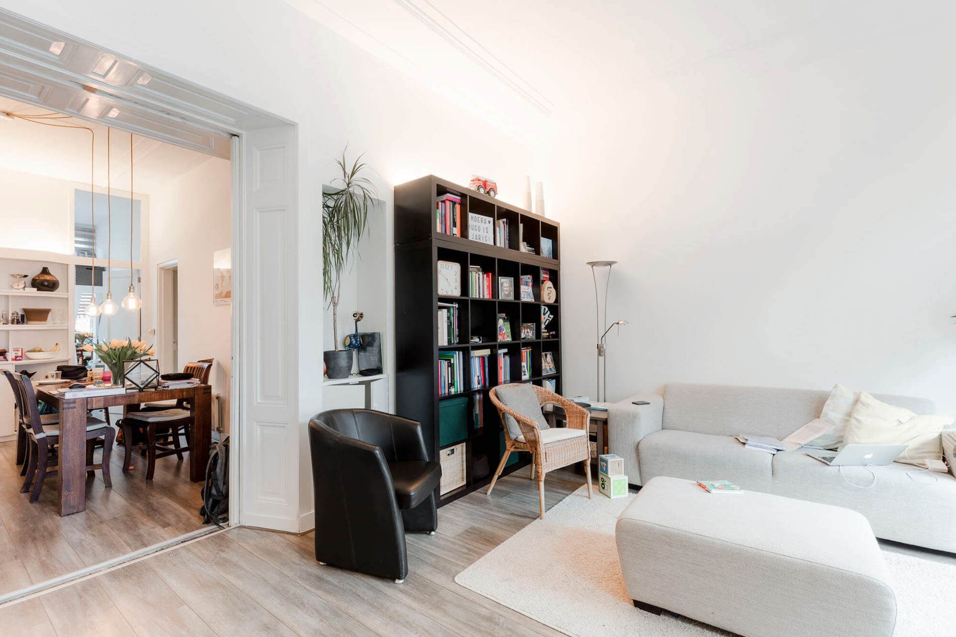 Interior view of apartment with books