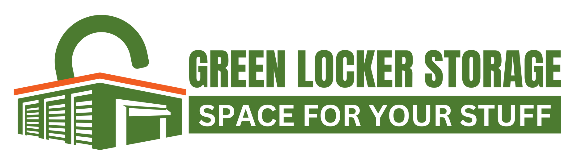 The logo for green locker storage space for your stuff