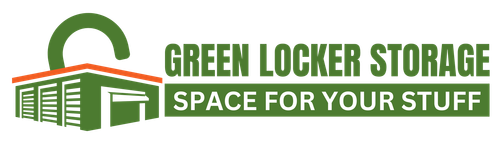 The logo for green locker storage space for your stuff