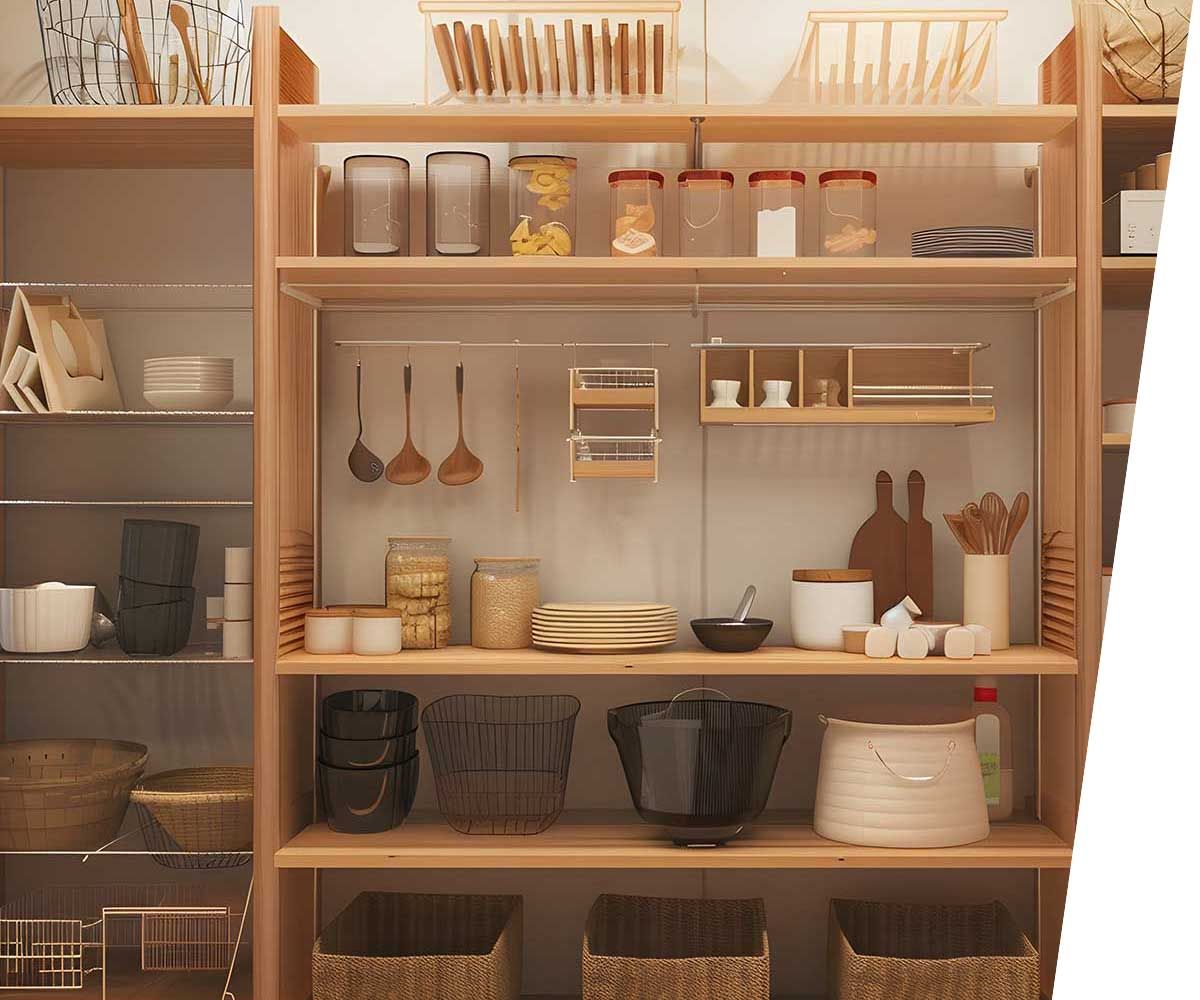 practical storage solutions for small spaces, such as a kitchen pantry or linen closet
