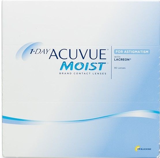 A box of acuvue moist contact lenses for astigmatism