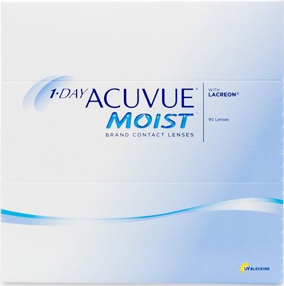 A box of acuvue moist brand contact lenses