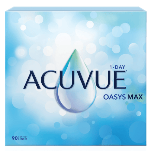 A box of acuvue oasys max contact lenses