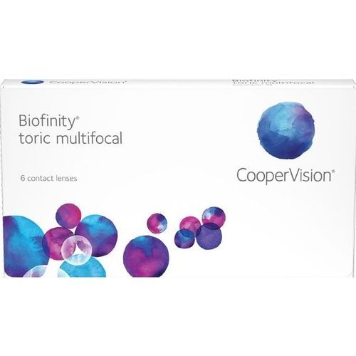 A box of biofinity toric multifocal contact lenses.