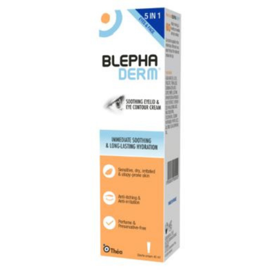 A box of BlephaDerm soothing eye and eye contour cream