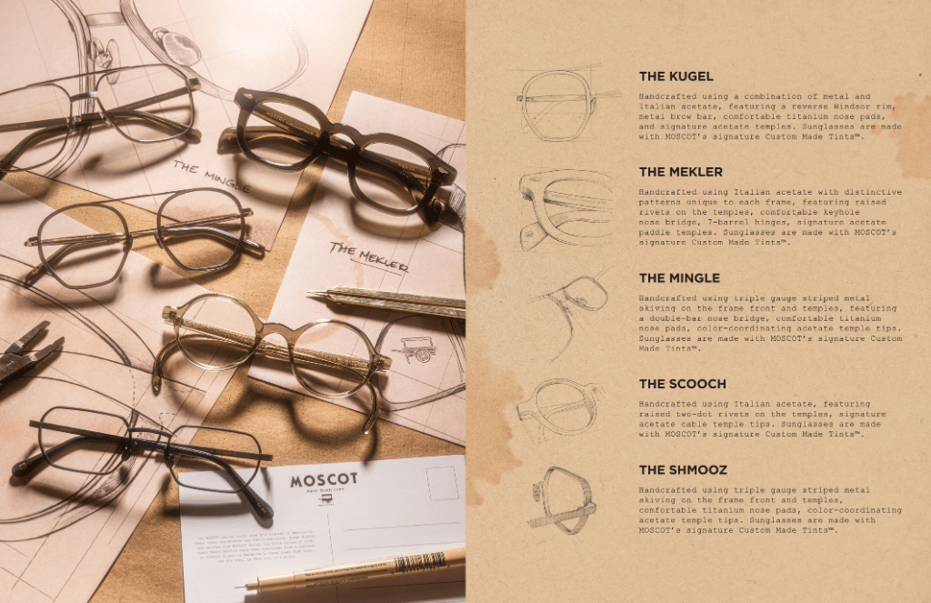Several pairs of glasses are sitting on top of a table.