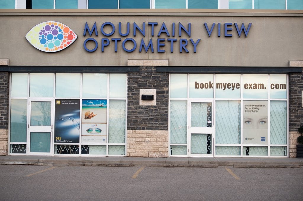 The front of a mountain view optometry building