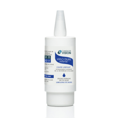A bottle of hylo dual intense on a white background.