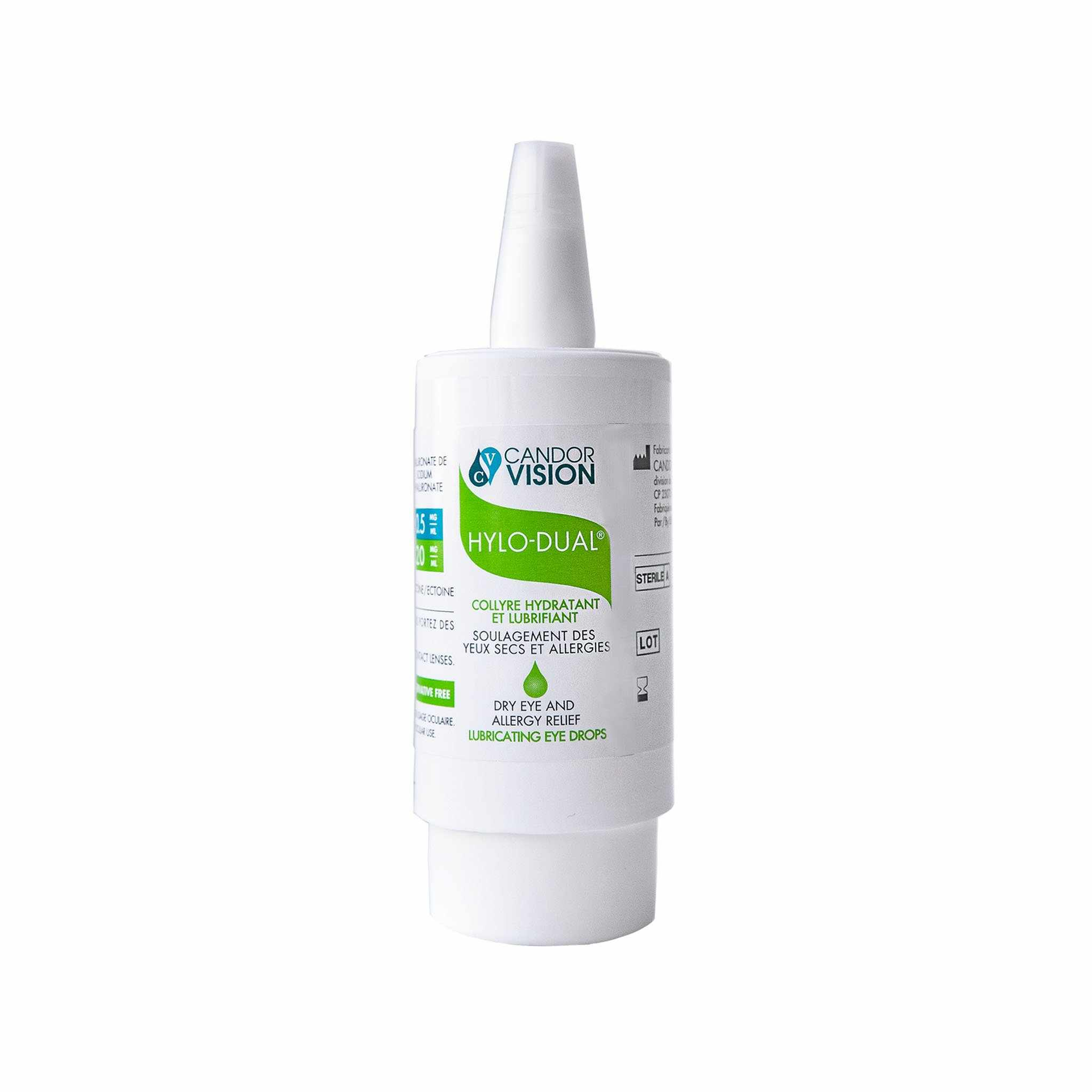 A bottle of hylo dual on a white background.