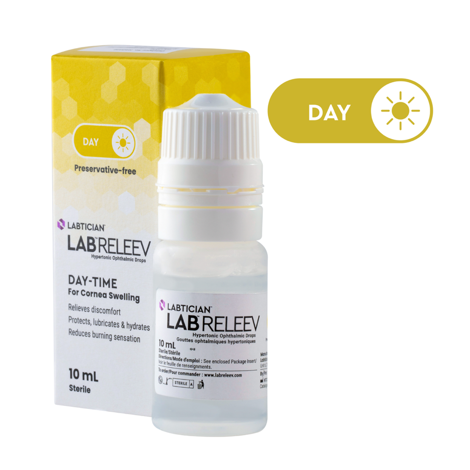 A bottle of Lab Releev Day is next to its box