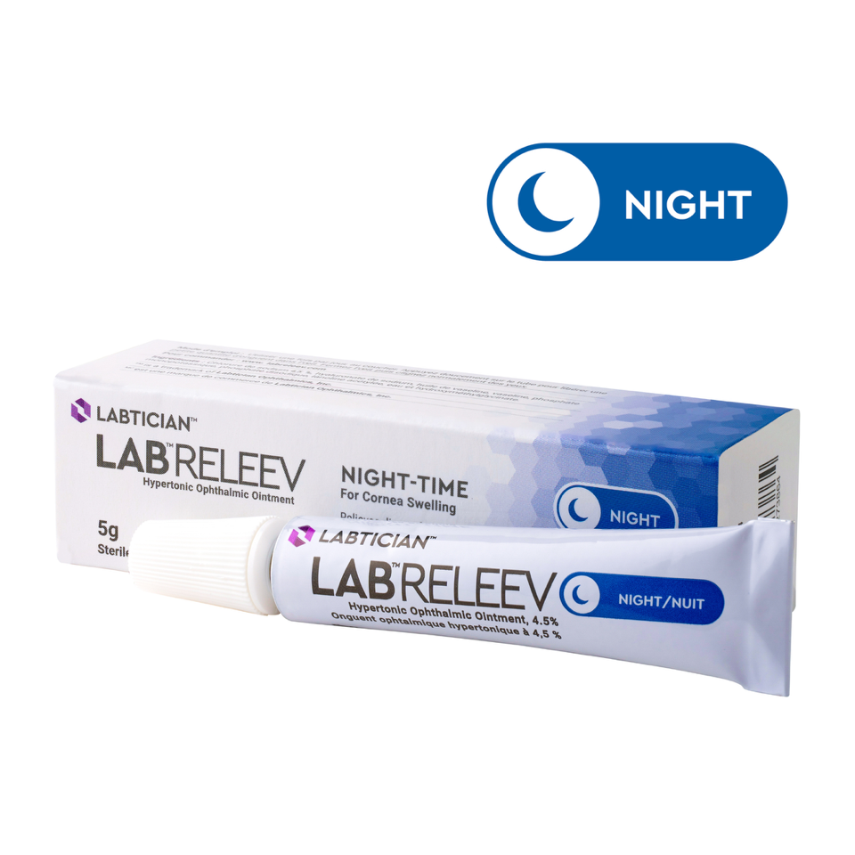 A tube of Lab Releev Night time cream next to a box.