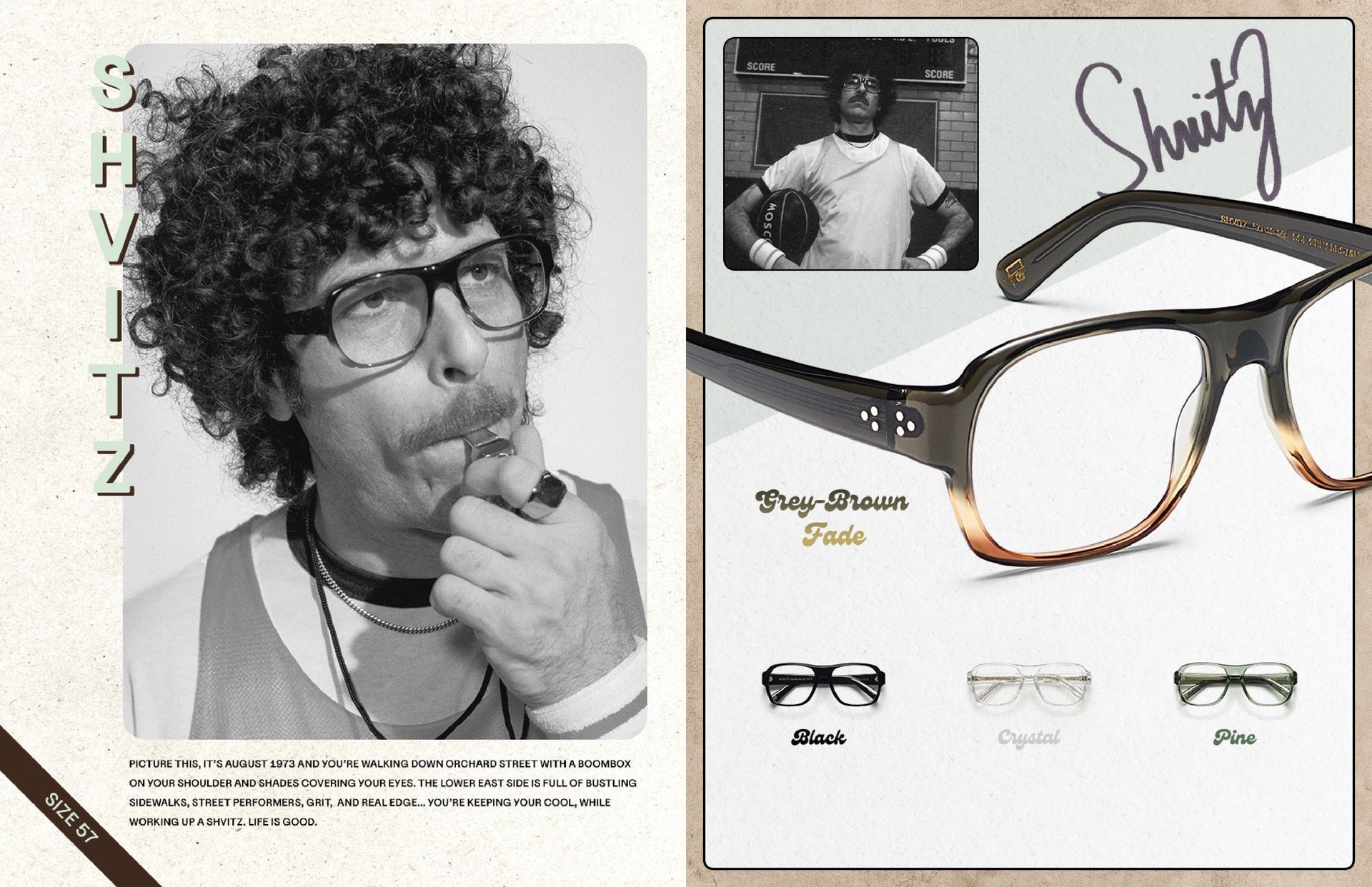 A man with curly hair is wearing moscot glasses